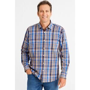 Peter Millar SZ XL 100% Cotton Blue Plaid Button Up Shirt